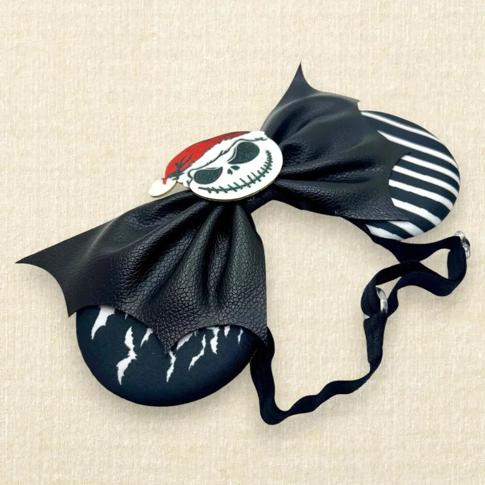 Elastic Jack Skellington Minnie Ears | Disney-Inspired Halloween Mouse Ears